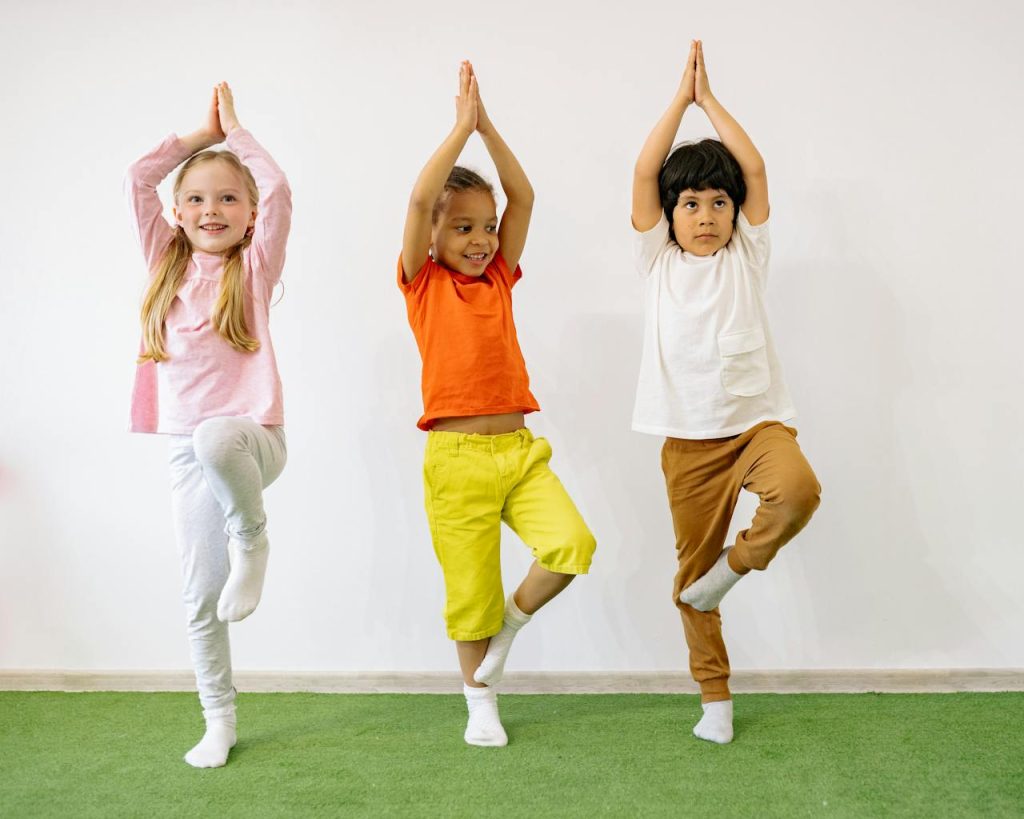 Active Children Doing Balancing Exercises